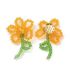 Плетенные кабошоны из стеклянных бусин ручной работы GLAA-C028-01D