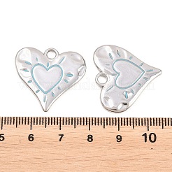 304ステンレススチールエナメルペンダント  ハートチャーム  ステンレス鋼色  ライトブルー  24x25.5x2mm  穴：2.7mm&nbsp;STAS-K293-29P-02