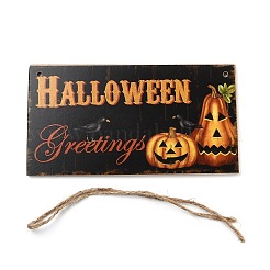 Porte en bois halloween suspendu panneau de bienvenue&nbsp;HJEW-Z002-02D