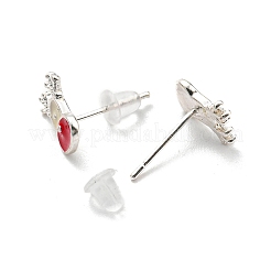 クリスマステーマの真鍮のスタッドピアス  プラチナ  鹿  9x8mm&nbsp;EJEW-D062-01I-S
