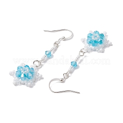 Серьги с подвесками из стеклянных бусин EJEW-MZ00171-01