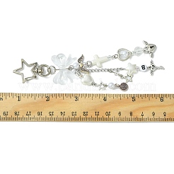 Брелки с подвесками из АБС-пластика с имитацией жемчуга и сплава KEYC-FZ00007