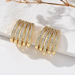 Прозрачные серьги-каффы с несколькими линиями кубического циркония EJEW-R150-04G