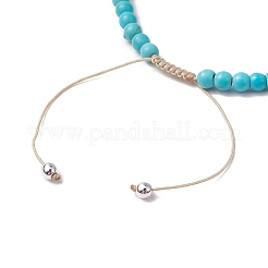 2шт 2-х цветные браслеты из синтетических бирюзовых бусин BJEW-JB11612