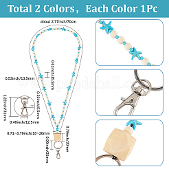 2 шт. 2-цветные цепочки из бусин из дерева&nbsp;HJEW-SC00163