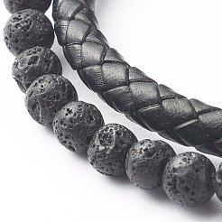 Bracciali multifilo con perline tonde in pietra mista naturale&nbsp;BJEW-JB06566