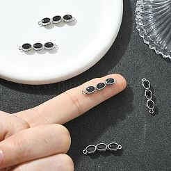 Messing-Pavé-Anhänger mit schwarzen Zirkonia-Steinen und drei ovalen Verbindungsgliedern&nbsp;XGRQ3P837-645P