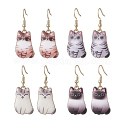 Серьги-подвески в форме кошки из нержавеющей стали 304 EJEW-JE06489