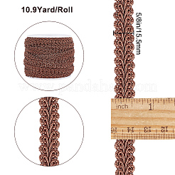 10mのポリエステルリボン  布のDIYを飾るために、1個のプラスチック製の空のスプール  サドルブラウン  13~14x2mm&nbsp;DIY-GF0005-16A