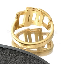 Текстурированное полое прямоугольное кольцо из нержавеющей стали 304 для женщин&nbsp;RJEW-L126-12B-G