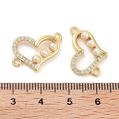 Покрытие стойки латунь микро паве прозрачный кубический цирконий соединительные звенья в форме сердца&nbsp;KK-Z064-44G
