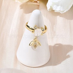 Регулируемые кольца для женщин с микропаве из латуни и кубическими цирконами&nbsp;RJEW-K307-01G-22