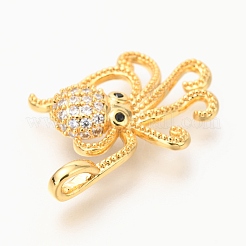 Подвески из латуни с прозрачным микропейвом и черным фианитом&nbsp;ZIRC-O036-25G