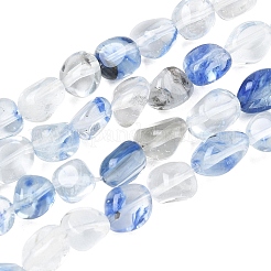 青ウォーターメロンストーンガラスビーズ連売り  ナゲット  6~8.5x6~7.5x5~8mm  穴：0.9mm  約27~35個/連  7.48~8.26''（19~21センチメートル）&nbsp;GG-CBA9392-27