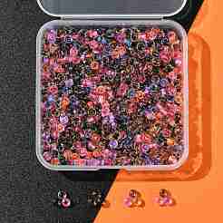 50 г двухцветных прозрачных стеклянных круглых бусин в стиле Хэллоуина&nbsp;SEED-FS0001-41