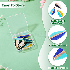 10 шт. подвески из прозрачной и непрозрачной смолы и дерева 5 цветов&nbsp;RESI-TA0004-65