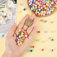 200 шт. Прозрачные бусины из смолы в полоску RESI-SP0001-45