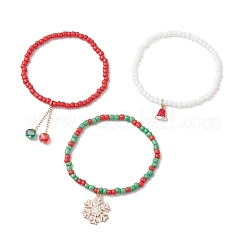 Рождественская серия сплав эмалированные браслеты с подвесками BJEW-TA00659