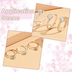 40 шт. регулируемые кольца из сплава со стразами для женщин&nbsp;RJEW-SP0001-02G