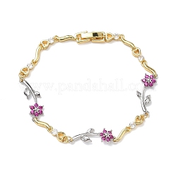 Messing-Gliederkettenarmbänder mit Mikropflaster und Zirkonia für Damen&nbsp;BJEW-C156-04B-01GP