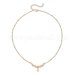 Подвеска в виде ангельских крыльев из латуни с прозрачными кубическими циркониями&nbsp;NJEW-JN05936