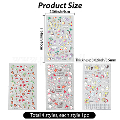 4 шт. 4 стиля самоклеящиеся наклейки для ногтей с изображением животных на тему океана&nbsp;MRMJ-SP0001-17