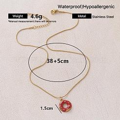 Colliers pendentifs vintage en acier inoxydable 304 émaillé en forme de donut pour femmes&nbsp;NP5557