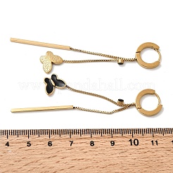 Серьги-кольца с кисточками и эмалью в виде бабочек из нержавеющей стали 304&nbsp;EJEW-G453-10G