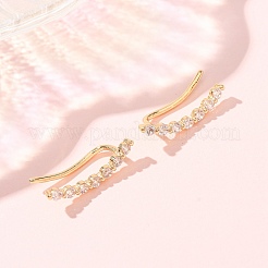 Boucles d'oreilles à clous en laiton pavé de zirconiums cubiques&nbsp;KK-CBAA351-15G-02