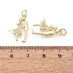 Pendentifs en laiton micro pavé de zircone cubique transparent pour la saint-valentin&nbsp;KK-Q072-12G