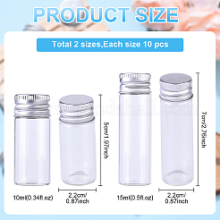 20 шт. 2-х стилистические стеклянные трубки для хранения бусин с завинчивающейся крышкой CON-YW0001-89