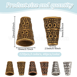 120 шт. 3-цветная бусина в тибетском стиле из сплава в форме конуса&nbsp;FIND-GO0003-34