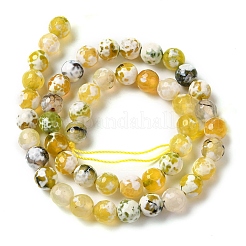 Нити окрашенных и нагретых натуральных агатовых бус с огненным кракелюром&nbsp;G-P539-B01-16