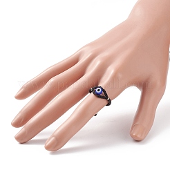 Anello per dito con perline intrecciate a lampwork malocchio&nbsp;RJEW-TA00045