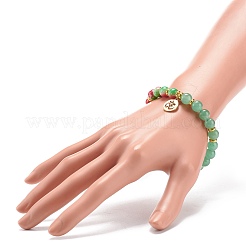 ジェムストーン & レジン ラウンド ビーズ ストレッチ ブレスレット  女性用304ステンレススチールヨガチャームブレスレット  内径：2インチ（5.2cm）&nbsp;BJEW-JB08664