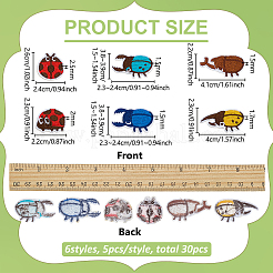 30 шт. 6 стиля вышивки божьей коровки нашивки на ткань&nbsp;PATC-FG0003-45