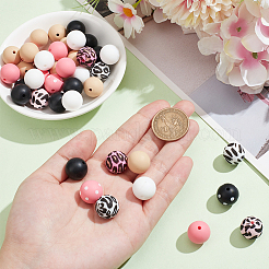 58шт 10 стиля печатные круглые силиконовые фокусные бусины SIL-SC0002-06