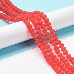 透明ガラスビーズ連売り  多面カット  艶消し  ロンデル  クリムゾン  2.3~2.7x2mm  穴：0.4mm  約135~140個/連  26~27cm&nbsp;EGLA-A044-T1mm-MD01