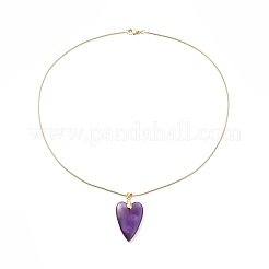 Colliers pendentif coeur pierres précieuses naturelles&nbsp;NJEW-JN04092
