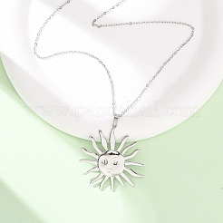 Colliers à pendentif soleil en acier inoxydable 304 avec chaîne câble pour hommes et femmes&nbsp;NJEW-K308-04C-P
