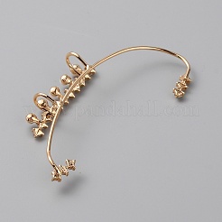 Изогнутые серьги-каффы с кристаллами и стразами и бусинами из искусственного жемчуга EJEW-WH0017-37B-G