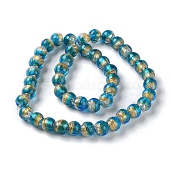 Золотой песок ручной работы с бусами лэмпворк из серебряной фольги LAMP-Z007-04B