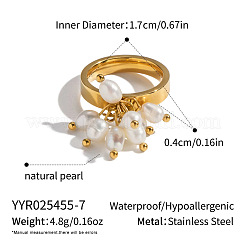 Кольца для пальцев из нержавеющей стали 304 с натуральным пресноводным жемчугом для женщин&nbsp;AG0795