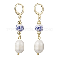 Латунные овальные серьги с застежкой-русалкой EJEW-JE06735