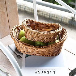 ポリプロピレン(pp)収納バスケット  編まれたバスケット  保育園のベビー服用  おもちゃ  化粧  本  タオル  ミックスカラー  25.8x16.1x9.65cm  19.5x13.05x7.45cm  2個/セット&nbsp;AJEW-GA0002-17