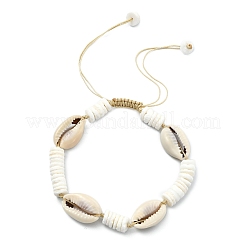 Verstellbare Armbänder aus Kaurimuscheln und natürlichen weißen Muscheln&nbsp;BJEW-JB13918