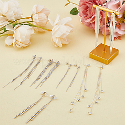 6 пара сережек-гвоздиков с подвесками из кристаллов и стразами в двух стилях EJEW-FI0001-43