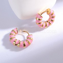 Aretes de aro gruesos con rayas esmaltadas&nbsp;JE1110H