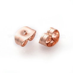 304ステンレススチール製イヤーナット  ポスト イヤリングのバタフライ イヤリング バック  ローズゴールド  6x4.5x3mm  穴：0.8~1mm&nbsp;STAS-L222-44RG