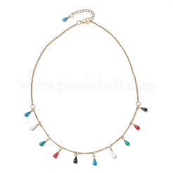 Женские нагрудники с кисточками из нержавеющей стали 304 с цветной эмалью в виде капли&nbsp;NJEW-JN05769